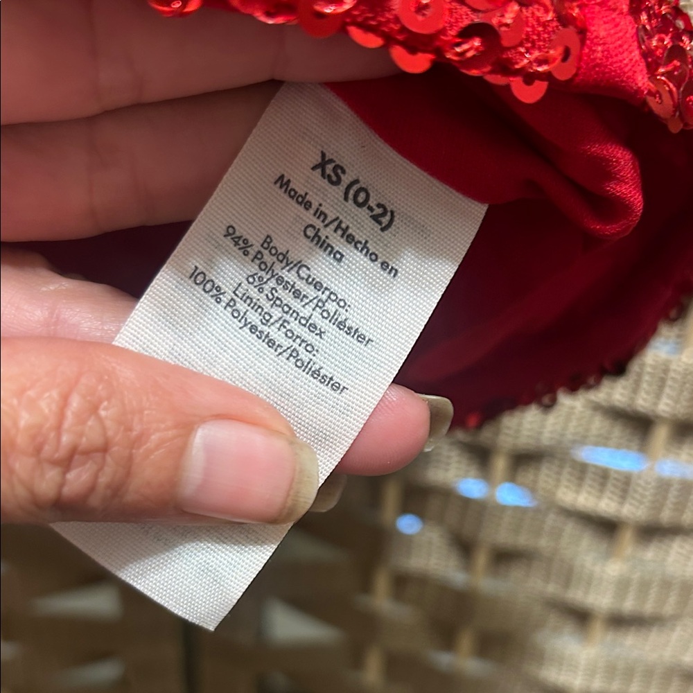 No Boundaries Red Sequin Bustier Crop Top - Picture 4 of 6